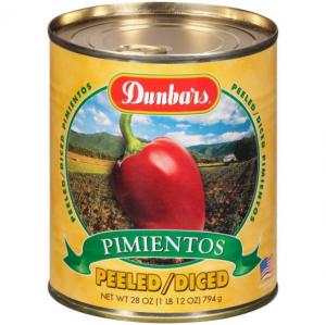 Dunbars Peeled/Diced Pimentos, Bulk Size Case (28 Oz. Cans, 12 Per Case)