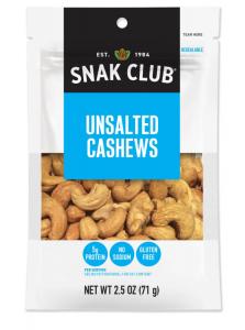Snak Club 1721331 Century Snacks Unsalted Cashews (2.25 OZ, 6 Per Case)