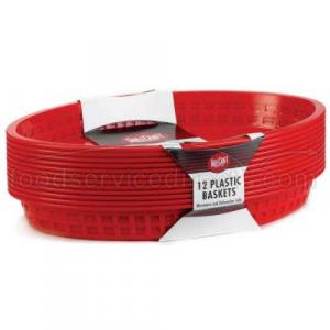 Tablecraft Cash And Carry Plastic Texas Oval Red Basket, 12 3/4 X 9 1/2 X 1 1/2 Inch -- 3 Pack Per Case.