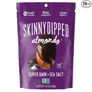 Skinnydipped Superdark + Sea Salt Chocolate Covered Almonds, 3.5 Ounce Resealable Bag, 10 Count