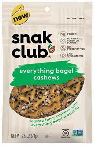 Snak Club Everything Bagel Cashews, 2.5-Ounce (6 Count)