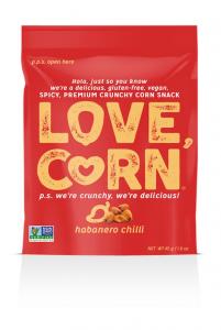 Habanero Love Corn - 1.6Oz (10 Bags) Crunchy Corn, Delicious, Gluten-Free, Vegan, Non-Gmo, Spicy Snack