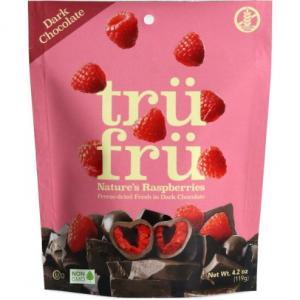 TRU FRU GRAB & SHARE HYPER-DRIED REAL RASPBERRY IN DARK CHOCOLATE 4.2oz (Pack of 6)