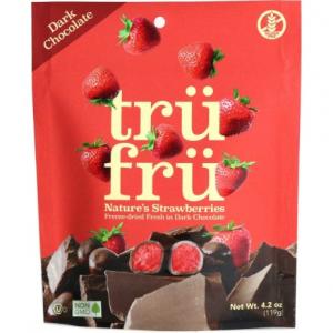 TRU FRU GRAB & SHARE HYPER-DRIED REAL STRAWBERRIES IN DARK CHOCOLATE 4.2oz (Pack of 6)