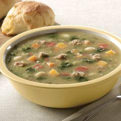 Blount Turkey Sausage and Kale Soup Entree, 4 Pound - 4 per case.