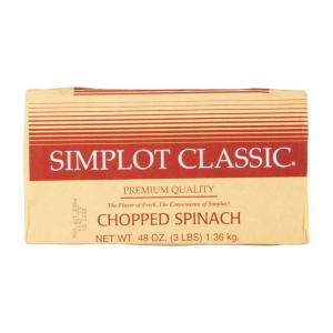 Simplot Leaf Spinach - 3 lb. package - 12 packages per case