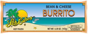 Los Cabos Bean & Cheese Burrito Whole Grain Cooked Child Nutrition 3.95oz (PACK OF 72)