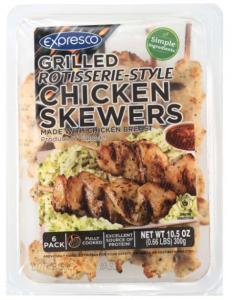 Expresco Fully Cooked Rotisserie Style Chicken Breast Skewers 10.5oz (PACK OF 12)