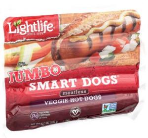 Lightlife Vegan Plant Based Jumbo Smart Veggie Hot Dogs (13.5 OZ, 12 Per Case)