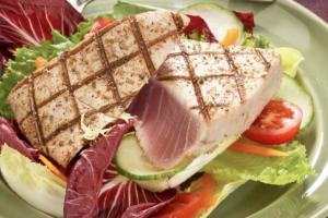 Oyster Bay Co Treated Skinless Boneless Ahi Tuna Steak 10 lbs (PACK OF 1)