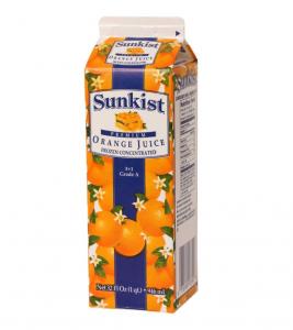 Sunkist Orange 100% Frozen Concentrate 3+1, 12 x 12 x 32 fl oz Case