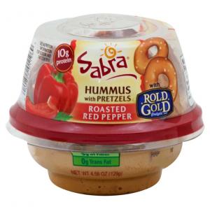 Sabra To Go Roasted Red Pepper Hummus with Pretzel Crisps, 3.5 Ounce - 12 per case.