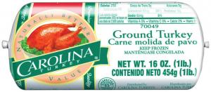 Butterball Carolina Ground Turkey, 1 Pound Chub - 12 per case.