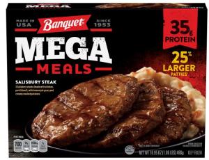 Banquet Salisbury Steak Mega Meal, 16.95 Ounce - 8 per case.