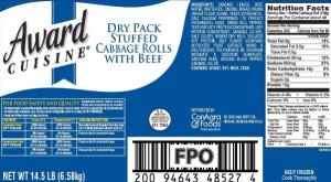 Award Cuisine Stuffed Cabbage Roll, 4.83 Ounce - 48 per case.