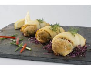 Miss Sallys Raw Unbreaded Flounder Roll with Stuffing Crabmeat, 10 Pound - 1 each.