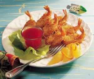 Singleton Coconut Clean Tail Butterfly Breaded Shrimp (3 lbs, 4 Per Case)