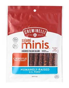 Creminelli Fine Meats Salami Minis Chipotle Spicy & Smokey Uncured Italian Salami, 2.6Oz/Pack (Pack Of 12)