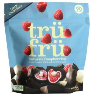 Tru Fru Grab & Share Hyper-Chilled Whole Raspberries Immersed In White & Dark Chocolate 8 Oz (Pack of 6)