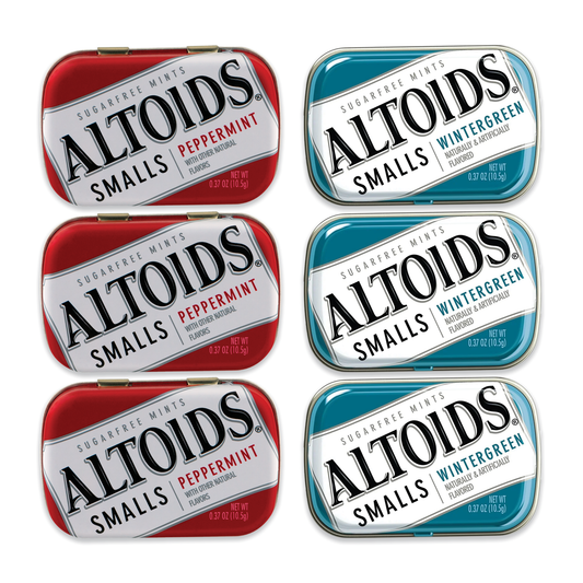 Altoids Smalls Variety Pack of 2 Flavors 3 of Each (Total of 6, 0.37oz). Peppermint, Wintergreen