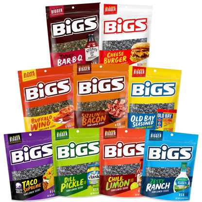 Bigs Sunflower Seeds Variety Pack - 9 Bold Flavors (5.35oz Each)