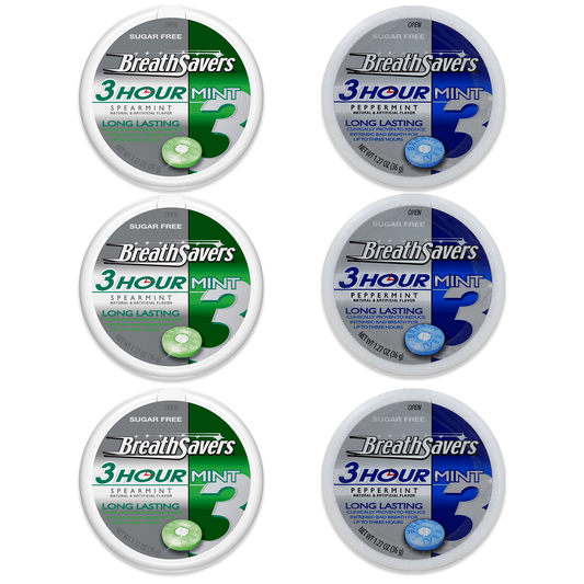 Breath Savers Variety Pack of 6 3 of Each Flavor (Spearmint, Peppermint)