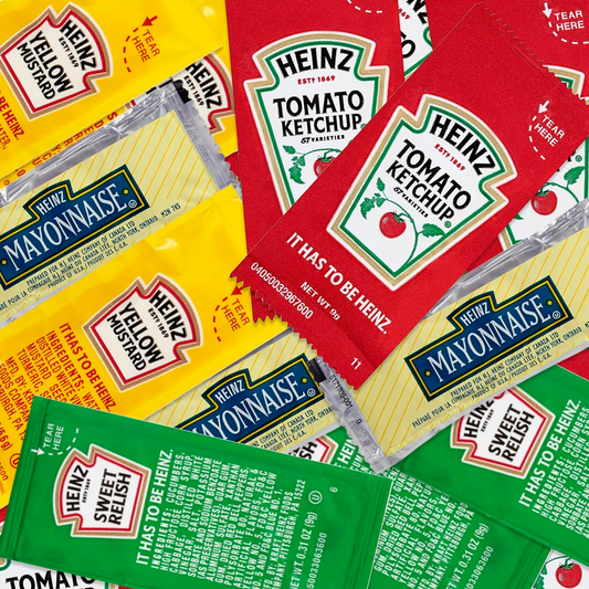 Heinz Packets 50 of Each Ketchup, Mustard, Mayonnaise, and Relish (Total of 200)