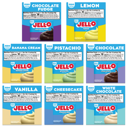 Jello Sugar Free Pudding Variety 24 Pack (8 Flavors, 3 Each)