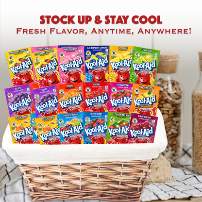Kool Aid Variety Pack 45 Packets - 15 Flavors Drink Mix Assortment Gift Set