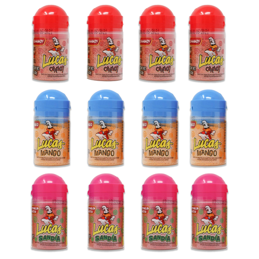 Lucas Baby Bottles Candy Variety 3 Flavors 4 of Each (Pack of 12). Chamoy, Mango, Sandia