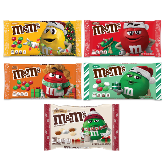 M&M's Holiday Variety Pack of 5- Milk Chocolate, Peanut Chocolate, Mint Chocolate, Toasty Vanilla White Chocolate, Peanut Butter Chocolate