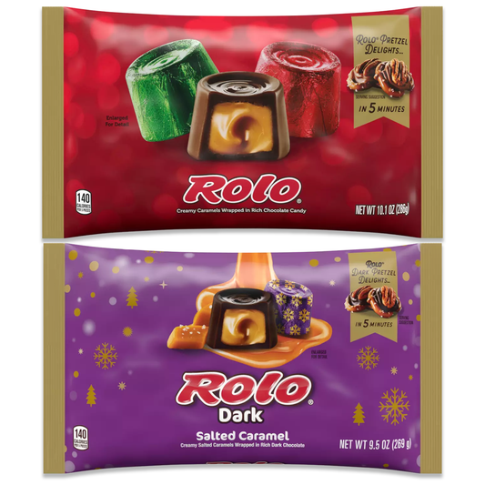 Rolo's Creamy Caramel Rich Chocolate and Dark Chocolate Salt Caramel Variety Pack of 2