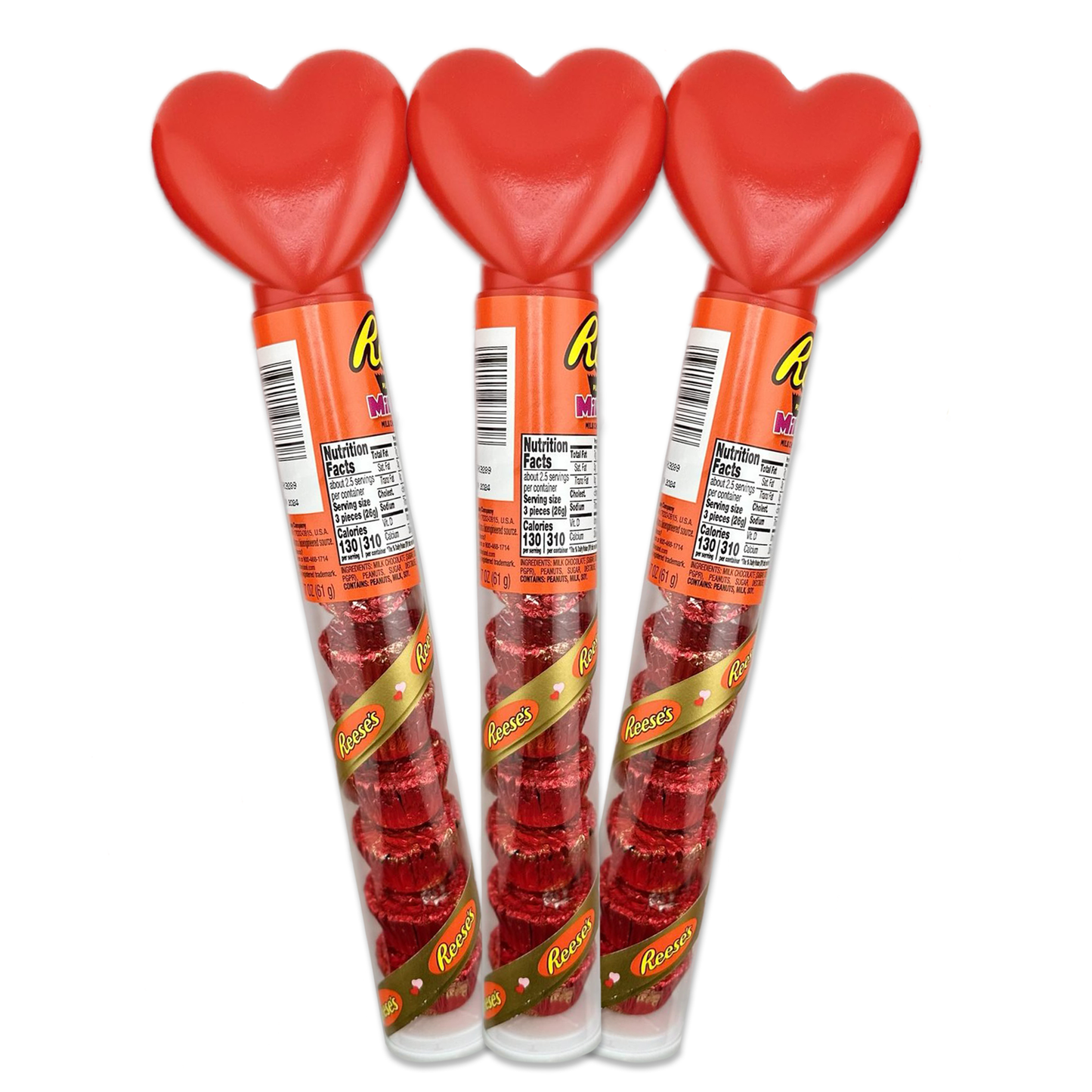 Reeses Valentines Heart Canes Pack of 3 Reeses Gift Set Valentine's Day Candy Heart Tubes 3 Pack. Heart Chocolate, Chocolate Heart Box, Reeses Box, Reeses Peanut Butter Gifts, Heart Shaped Candy Box