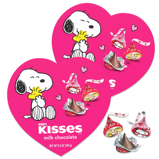 Snoopy Candy Hersheys Kisses Heart Shaped Box Chocolates 2 Pack. Snoopie Kiss Chocolate Small Valentines Day Box
