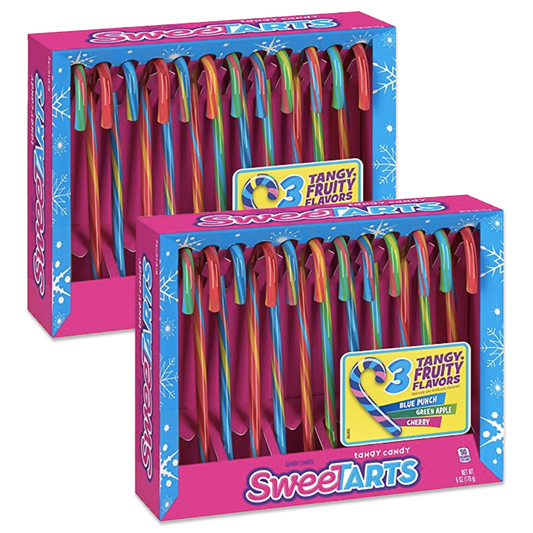 Sweetarts Candy Canes 24 Pack of Christmas Candy Canes, Candy Cane, Sweet Tarts Candy Flavored Candy Canes Individually Wrapped, Bulk Candy Canes