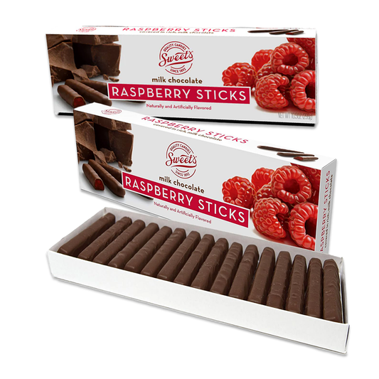 Sweet Candy Milk Chocolate Raspberry Sticks - Chocolate Covered Candy -Two (2) 10.5oz Box