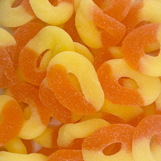 Raindrop Gummy Rings Peach 1lb Bag