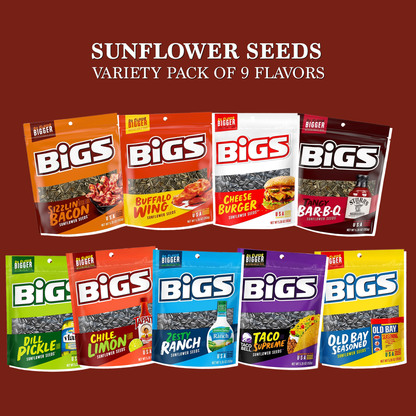 Bigs Sunflower Seeds Variety Pack - 9 Bold Flavors (5.35oz Each)