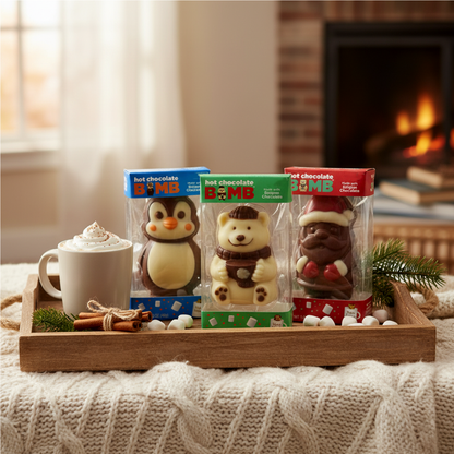Christmas Hot Chocolate Bombs 3 Pack- Santa, Gnome, and Penguin Shaped Hot Cocoa Bomb Stocking Stuffer Gift Set by Rebel Smuggling Galactic Emporium