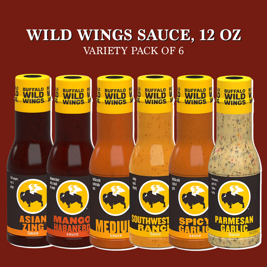 Buffalo Wild Wings Sauce Variety Pack - 6 Signature Flavors (12oz Bottles)