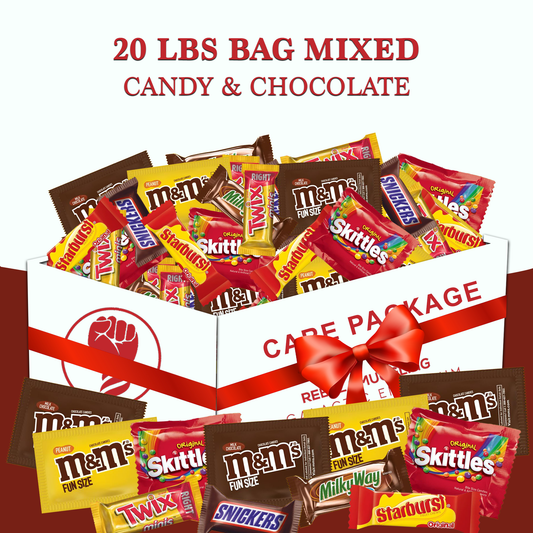 20lb bag of mixed candy includes skittles starburst Twix Milky Way snickers M&m's and peanut M&m's