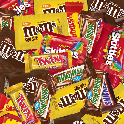 20lb bag of mixed candy includes skittles starburst Twix Milky Way snickers M&m's and peanut M&m's