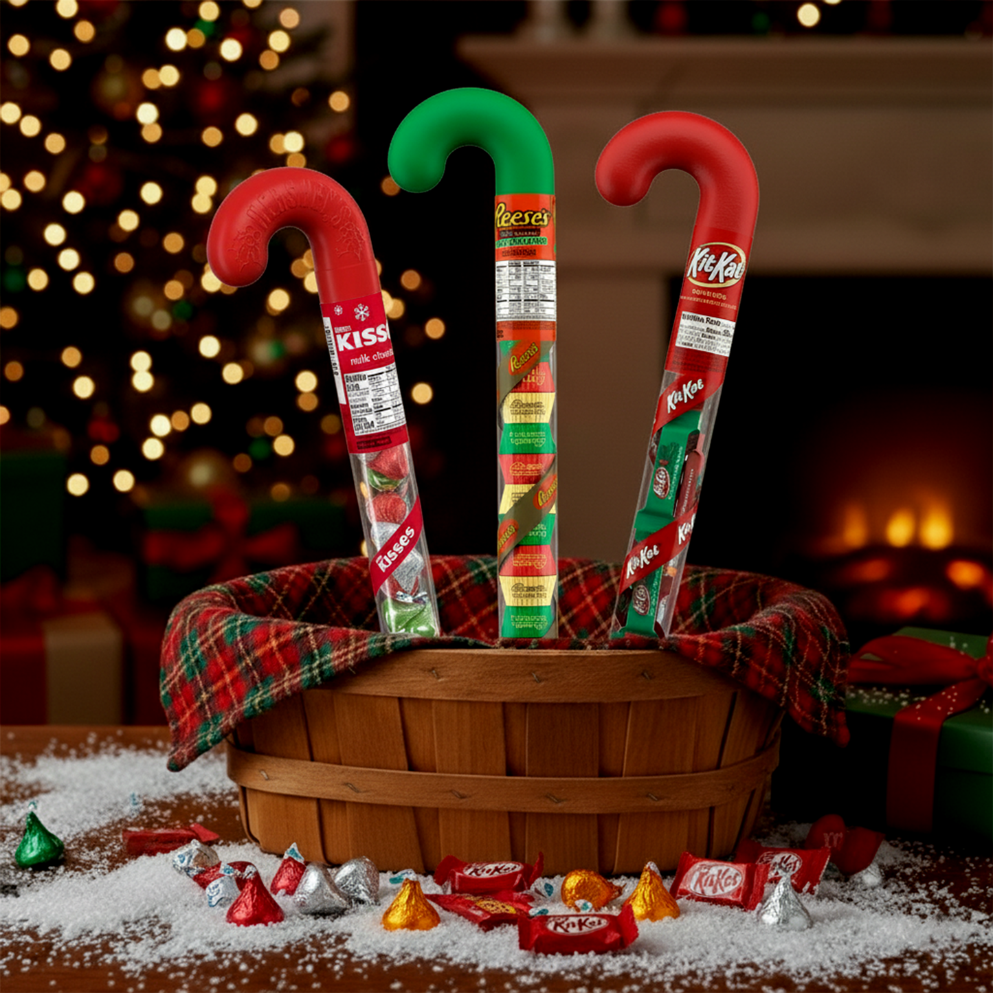 Christmas Candy Cane Tubes - Chocolate Variety (3 Pack Stocking Stuffers)
