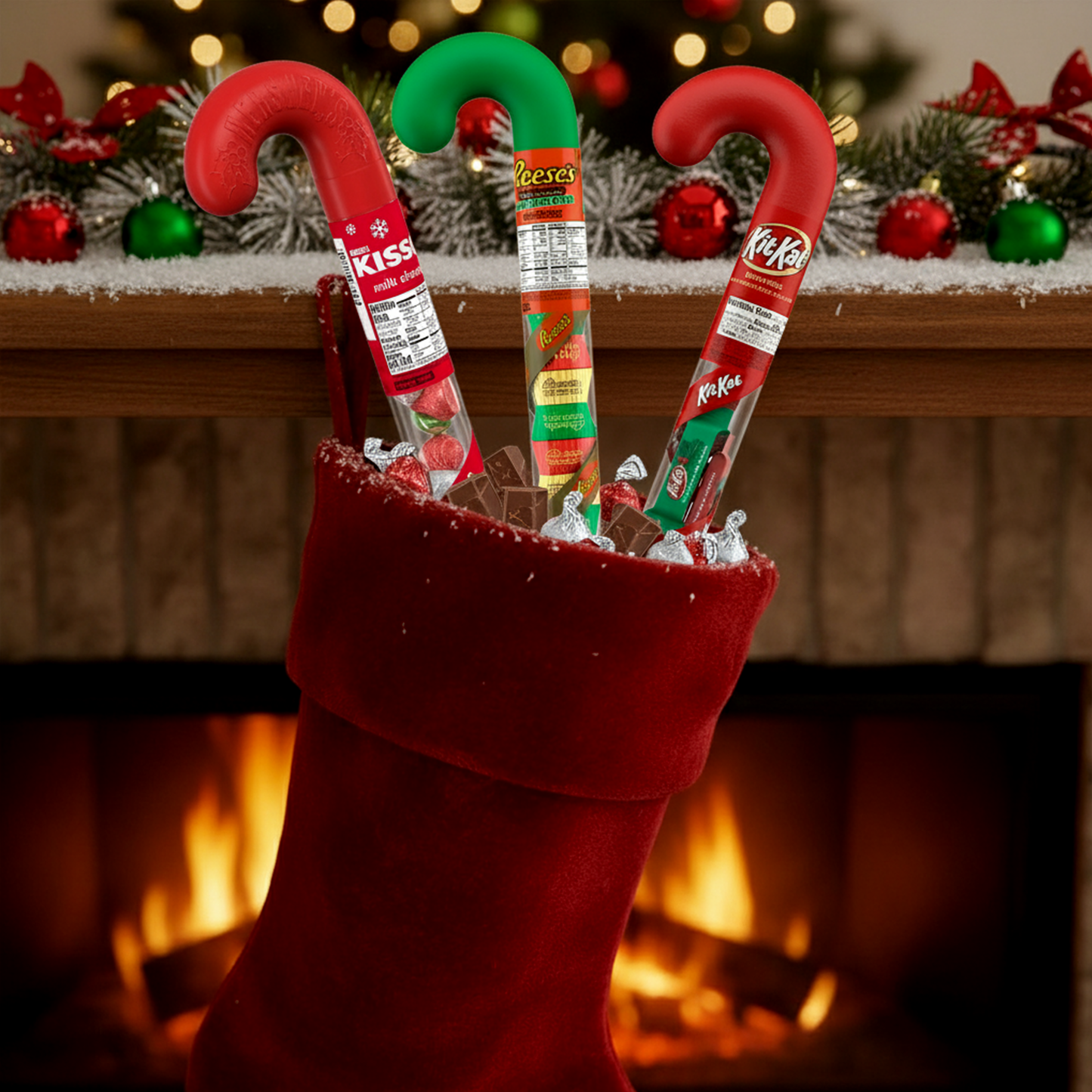 Christmas Candy Cane Tubes - Chocolate Variety (3 Pack Stocking Stuffers)