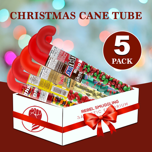 Chocolate Candy Cane Tubes 5-Pack - Christmas Stocking Stuffers Gift Set