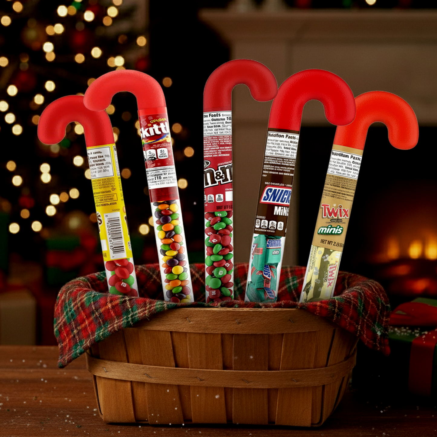 Chocolate Candy Cane Tubes 5-Pack - Christmas Stocking Stuffers Gift Set