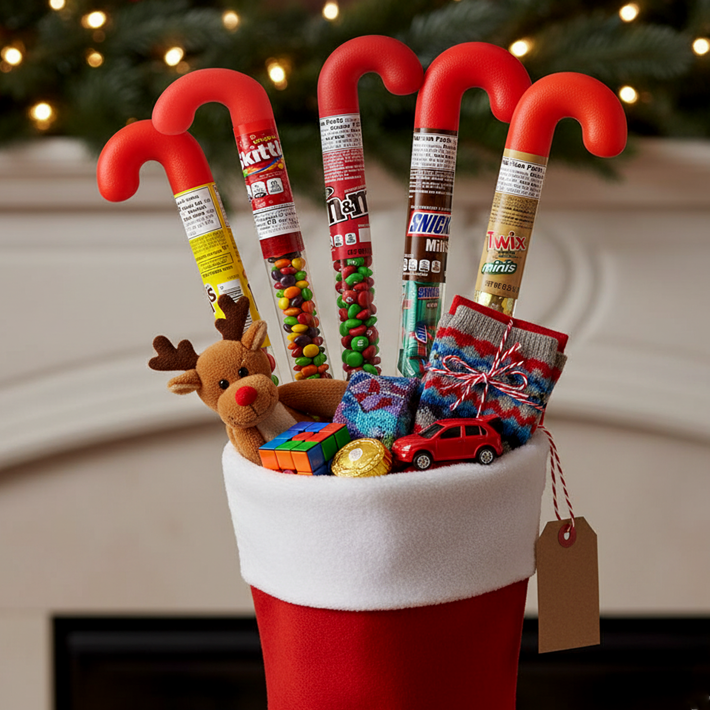 Chocolate Candy Cane Tubes 5-Pack - Christmas Stocking Stuffers Gift Set