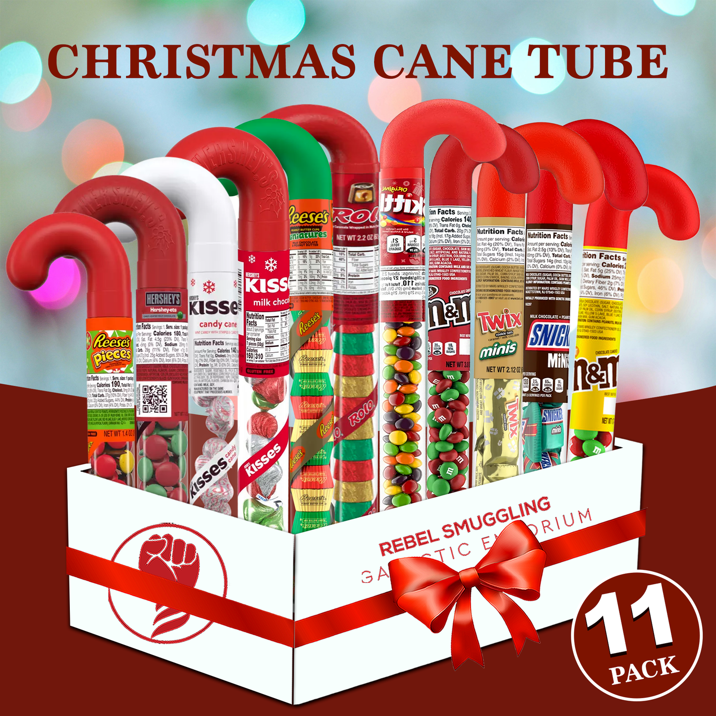 Christmas Candy Cane Tubes Variety 11 Pack of Stocking Stuffers for Kids
