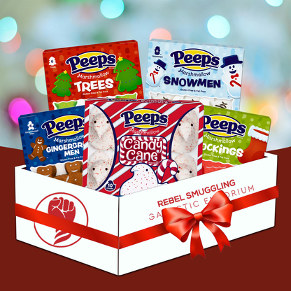 Peeps 5 Pack Variety Pack (34 Peeps Total)- 10ct Candy Cane, 6ct Trees, 6ct Snowman, 6ct Stockings, 6ct Gingerbread Men
