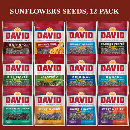 David Sunflower Seeds Variety Pack - 12 Flavors Gift Basket (5.25oz Each)